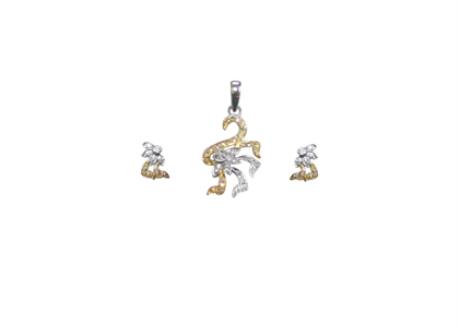 Dual Tone Plated | CZ Studded Pendant Sets